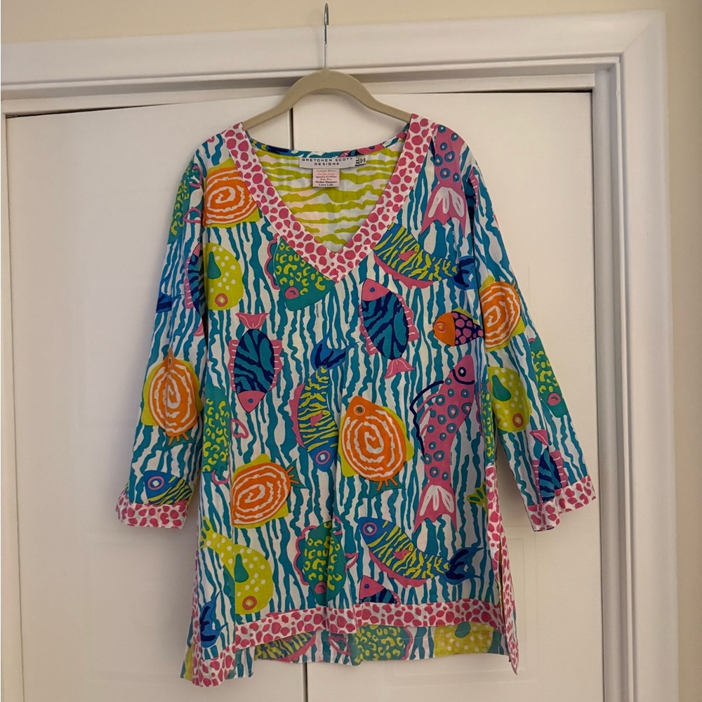 Gretchen Scott Designs Multicolor Fish Patterned Top - Picture 3 of 7